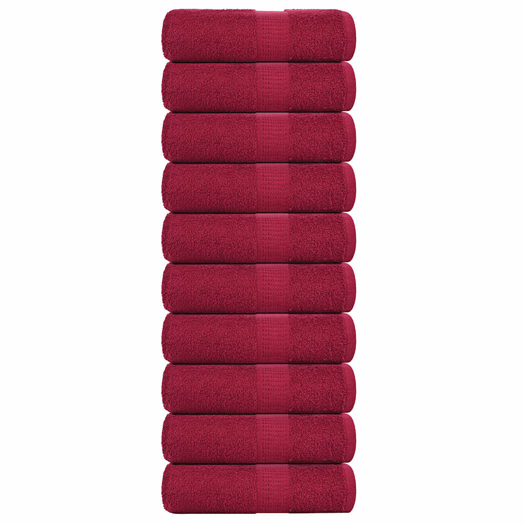 VidaXL Gästehandtücher 10 Stück 30x50 cm 360 g m² 100 % Baumwolle Burgunderrot