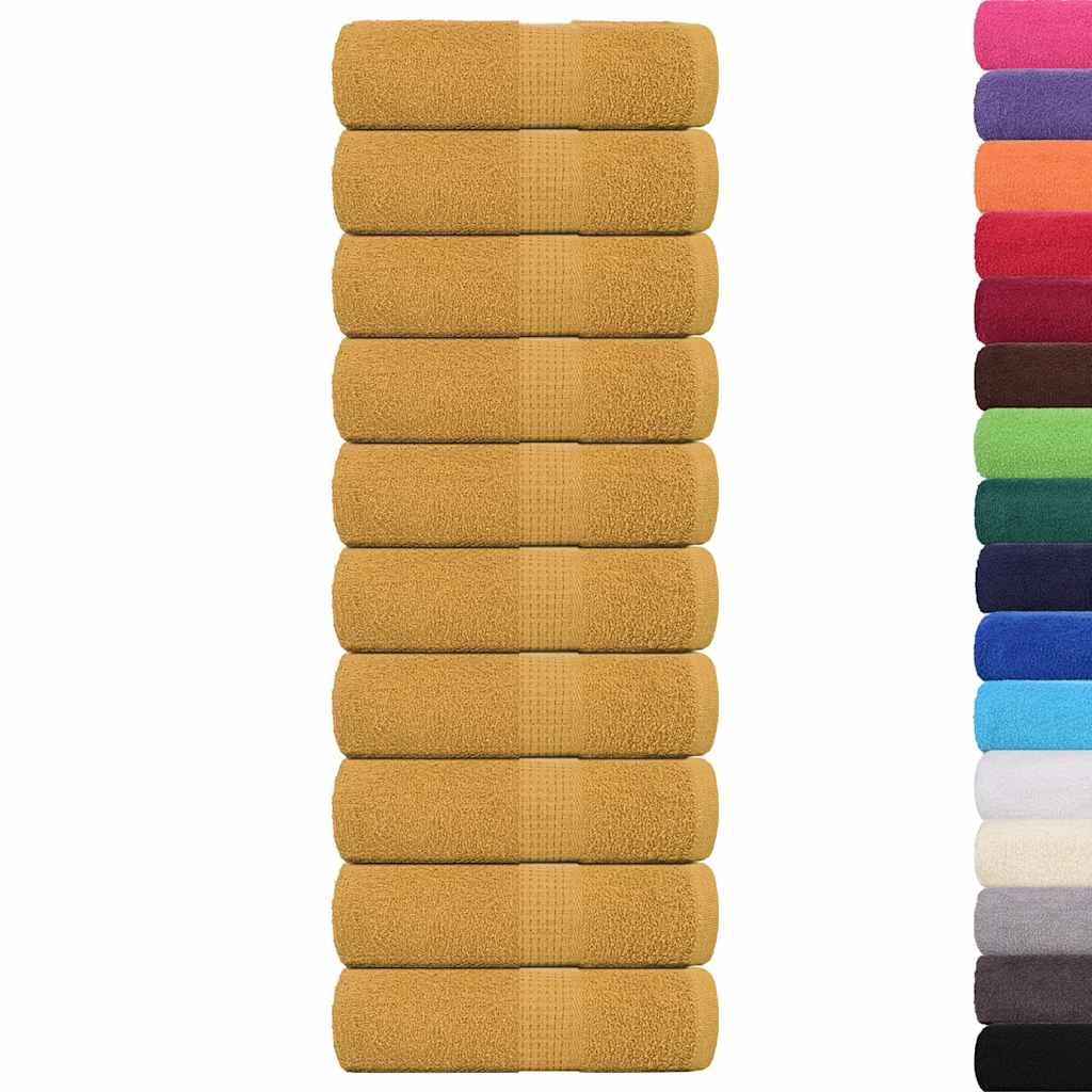 VidaXL Gästehandtücher 10 Stück 30x50 cm 360 g m² 100 % Baumwolle goldfarben