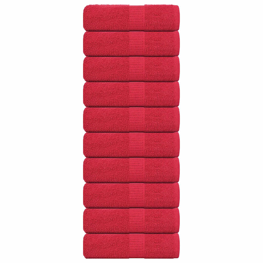 VidaXL Gästehandtücher 10 Stück 30x50 cm 360 g m² 100 % Baumwolle rot