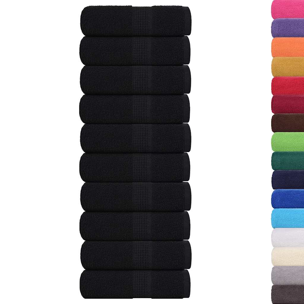 VidaXL Gästehandtücher 10 Stück 30x50 cm 360 g m² 100 % Baumwolle Schwarz