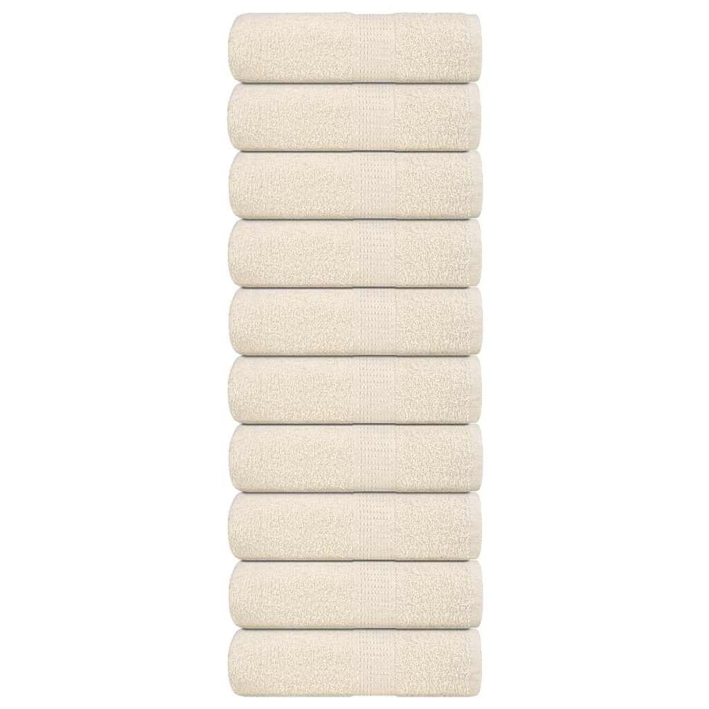 VidaXL Gästehandtücher 10 Stück 30x50 cm 360 g m² 100 % Baumwolle cremefarben
