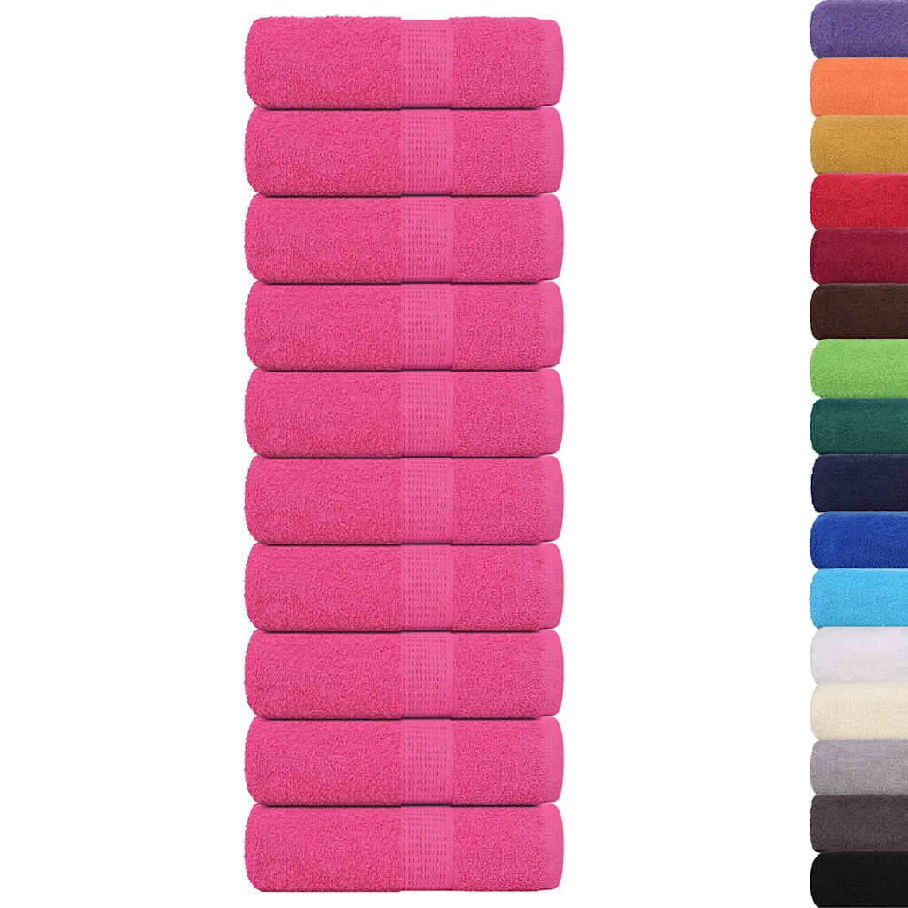 VidaXL Gästehandtücher 10 Stück 30x50 cm 360 g m² 100 % Baumwolle rosa