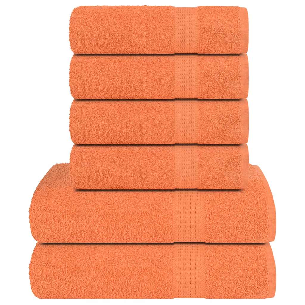 VidaXL 6-teiliges Handtuchset 360 g m² 100 % Baumwolle Orange