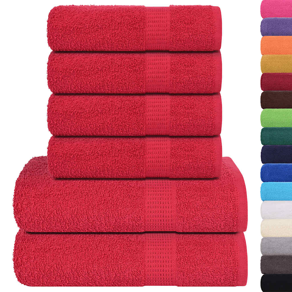 VidaXL 6-teiliges Handtuchset 360 g m² 100 % Baumwolle Rot