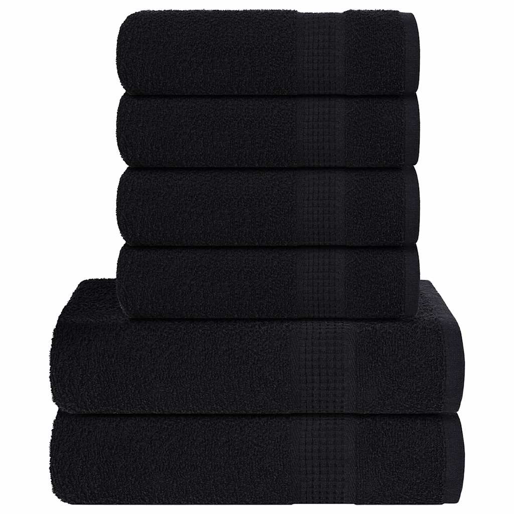 VidaXL 6-teiliges Handtuchset 360 g m² 100 % Baumwolle Schwarz