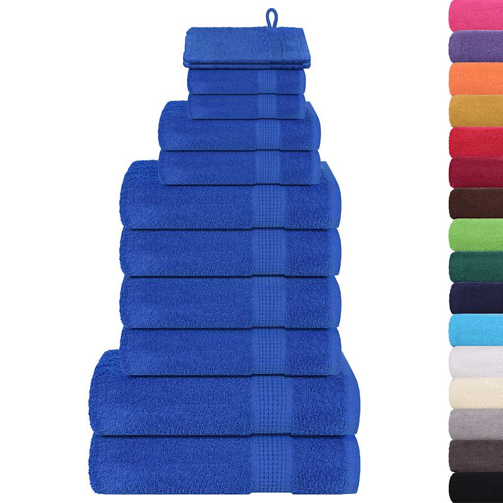 VidaXL 12-teiliges Handtuchset 360 g m² 100 % Baumwolle Blau
