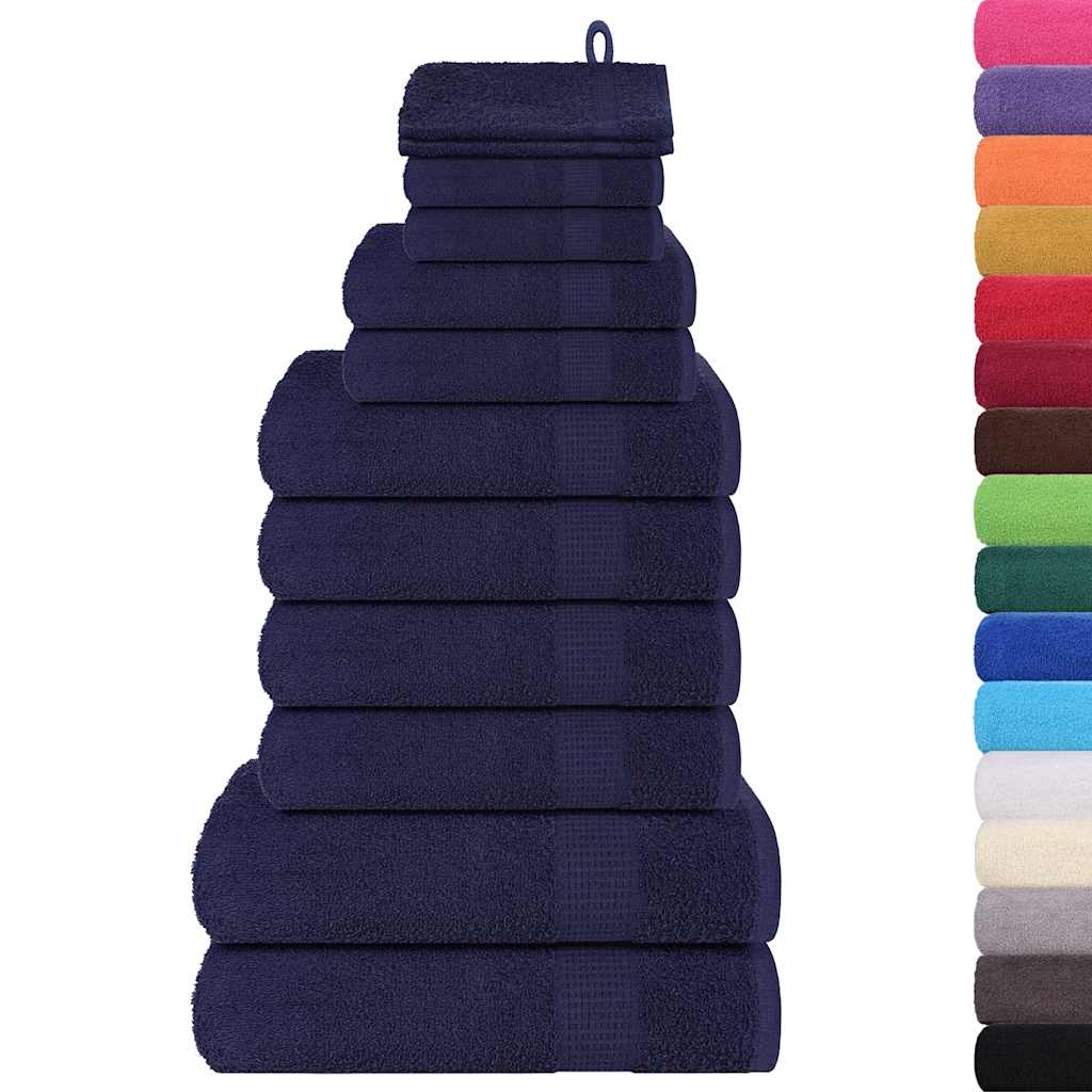 VidaXL 12-teiliges Handtuchset 360 g m² 100 % Baumwolle Marineblau
