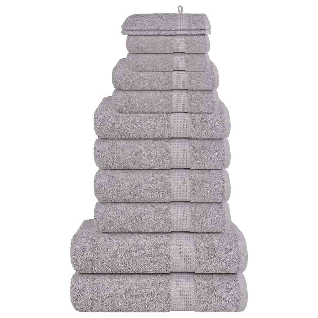 VidaXL 12-teiliges Handtuchset 360 g m² 100 % Baumwolle Grau