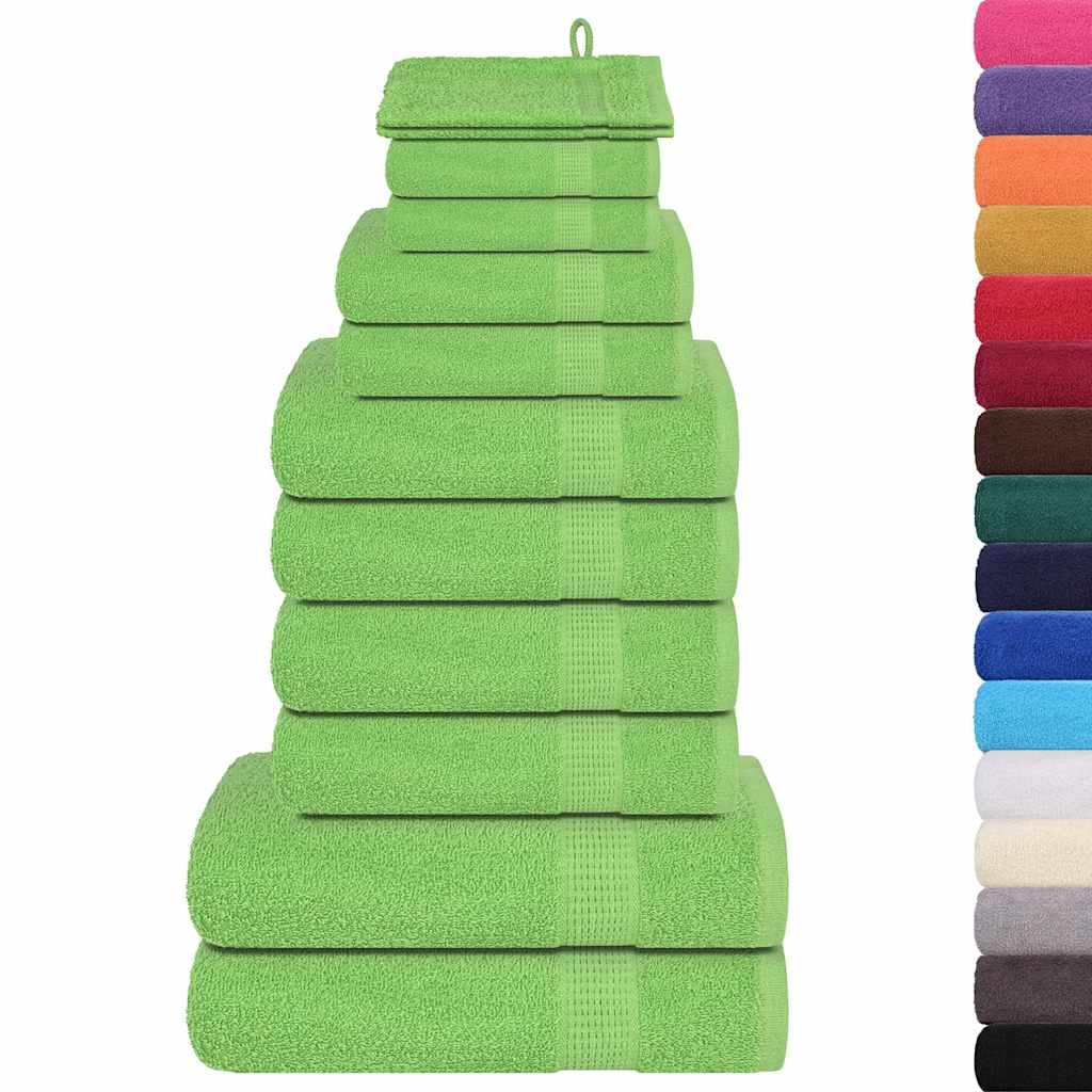 VidaXL 12-teiliges Handtuchset 360 g m² 100 % Baumwolle grün
