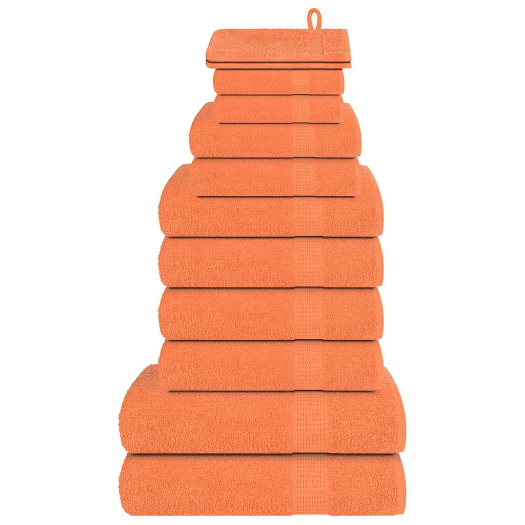 VidaXL 12-teiliges Handtuchset 360 g m² 100 % Baumwolle Orange