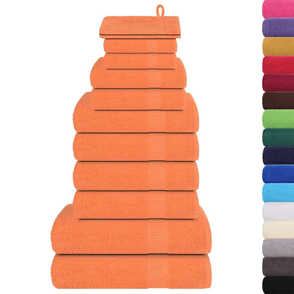 VidaXL 12-teiliges Handtuchset 360 g m² 100 % Baumwolle Orange