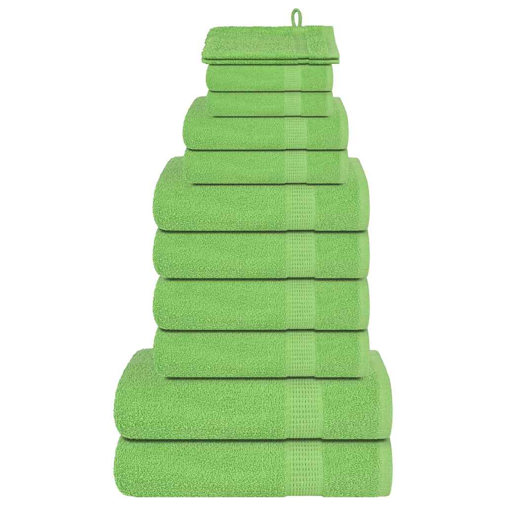 VidaXL 12-teiliges Handtuchset 360 g m² 100 % Baumwolle Apfelgrün