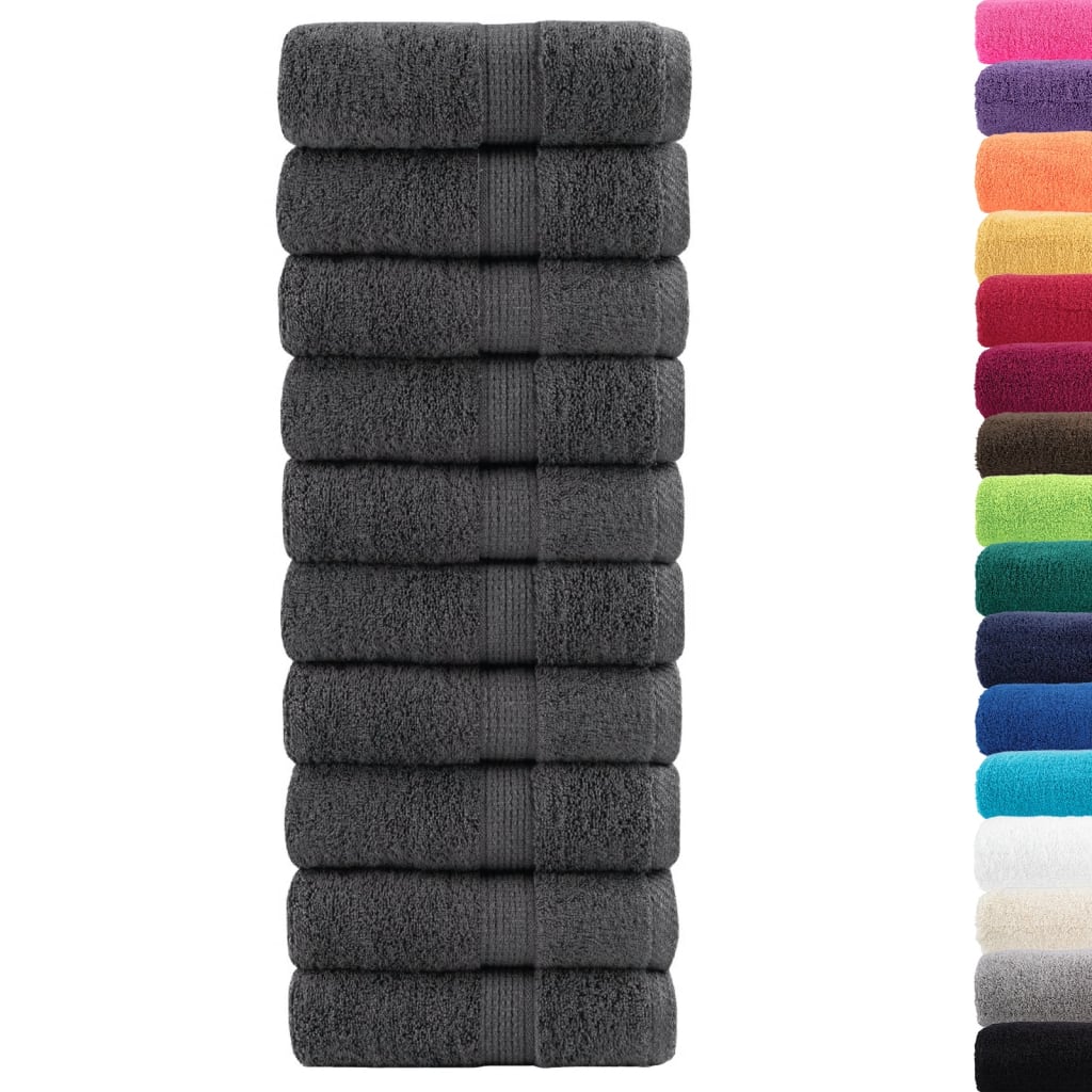 VidaXL Gästehandtücher Solund 10 St. 600 g m² 30x50 cm Anthrazit
