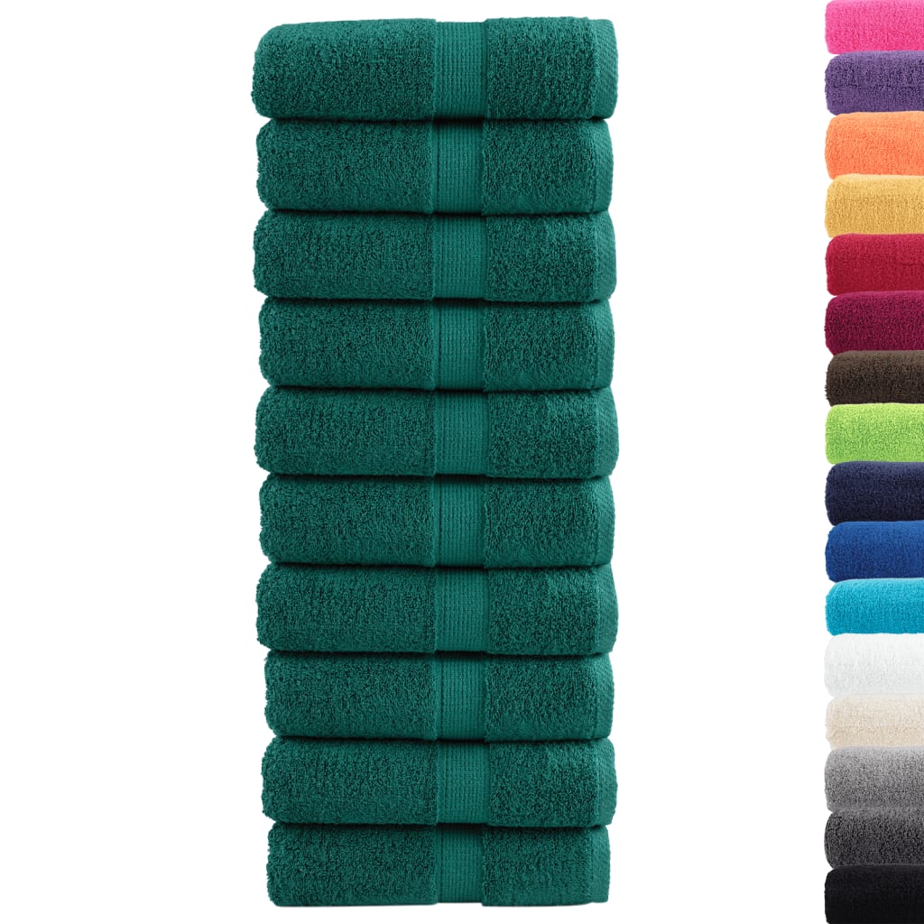 VidaXL Gästehandtücher Solund 10 St. 600 g m² 30x50 cm grün