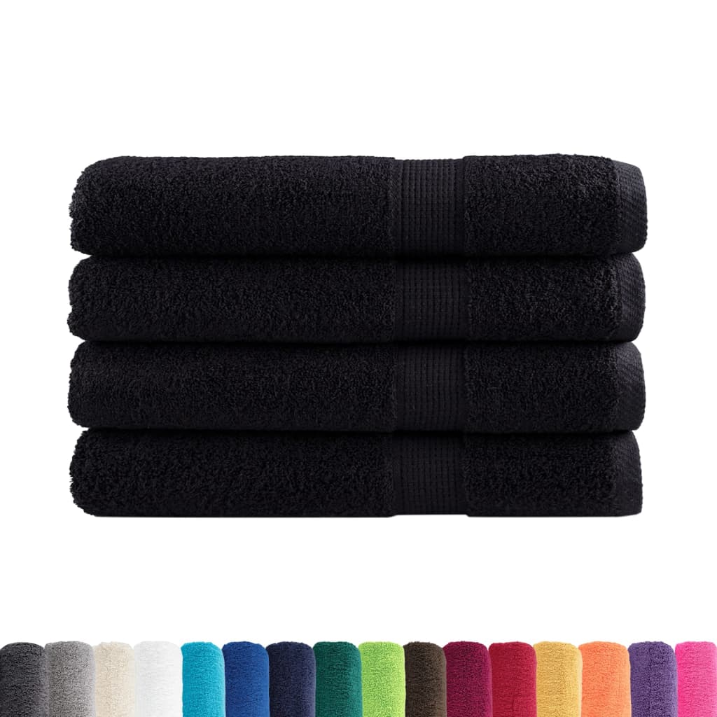 VidaXL Saunatücher Solund 4 Stk. 600 g m² 80x200 cm Schwarz