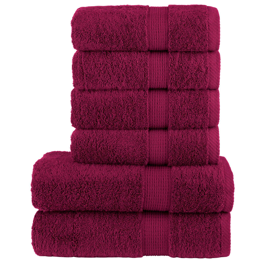 Vidaxx 6-teiliges Handtuchset Solid 600 g m² Burgunderrot