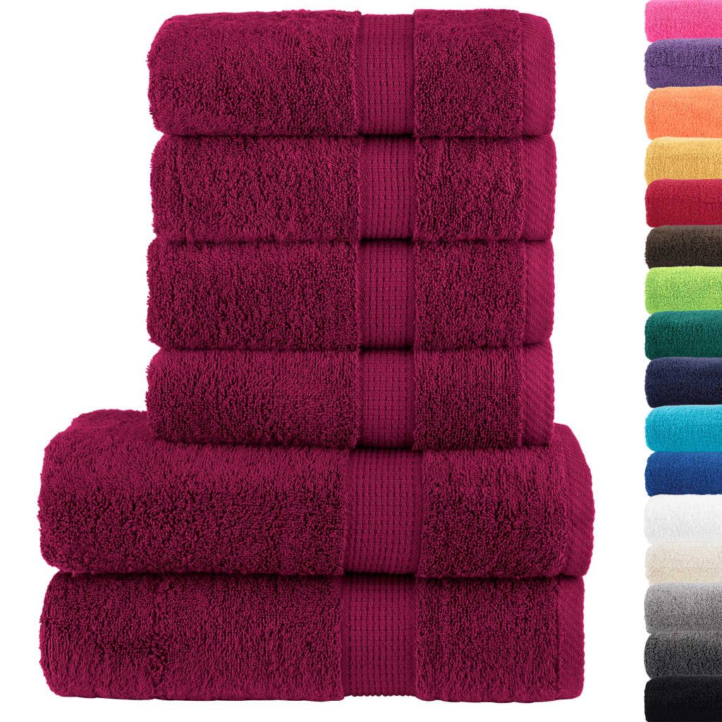 Vidaxx 6-teiliges Handtuchset Solid 600 g m² Burgunderrot
