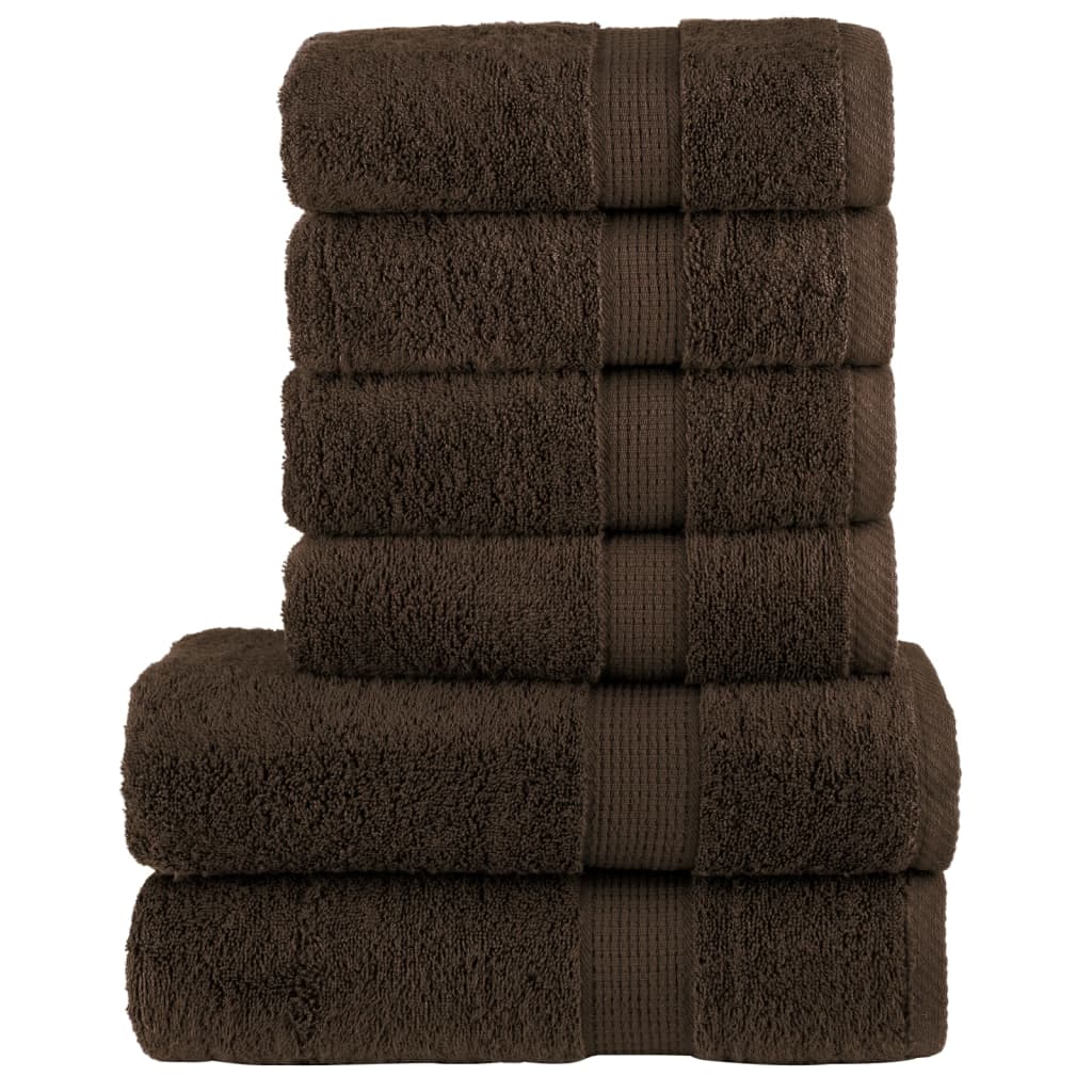 VidaXL 6-teiliges Handtuchset SOLUND 600 g m² braun