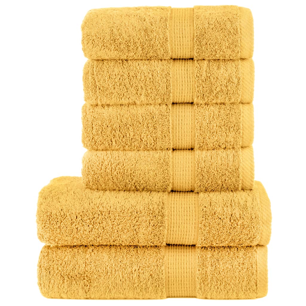 VidaXL 6-teiliges Handtuchset solide 600 g m² goldfarben