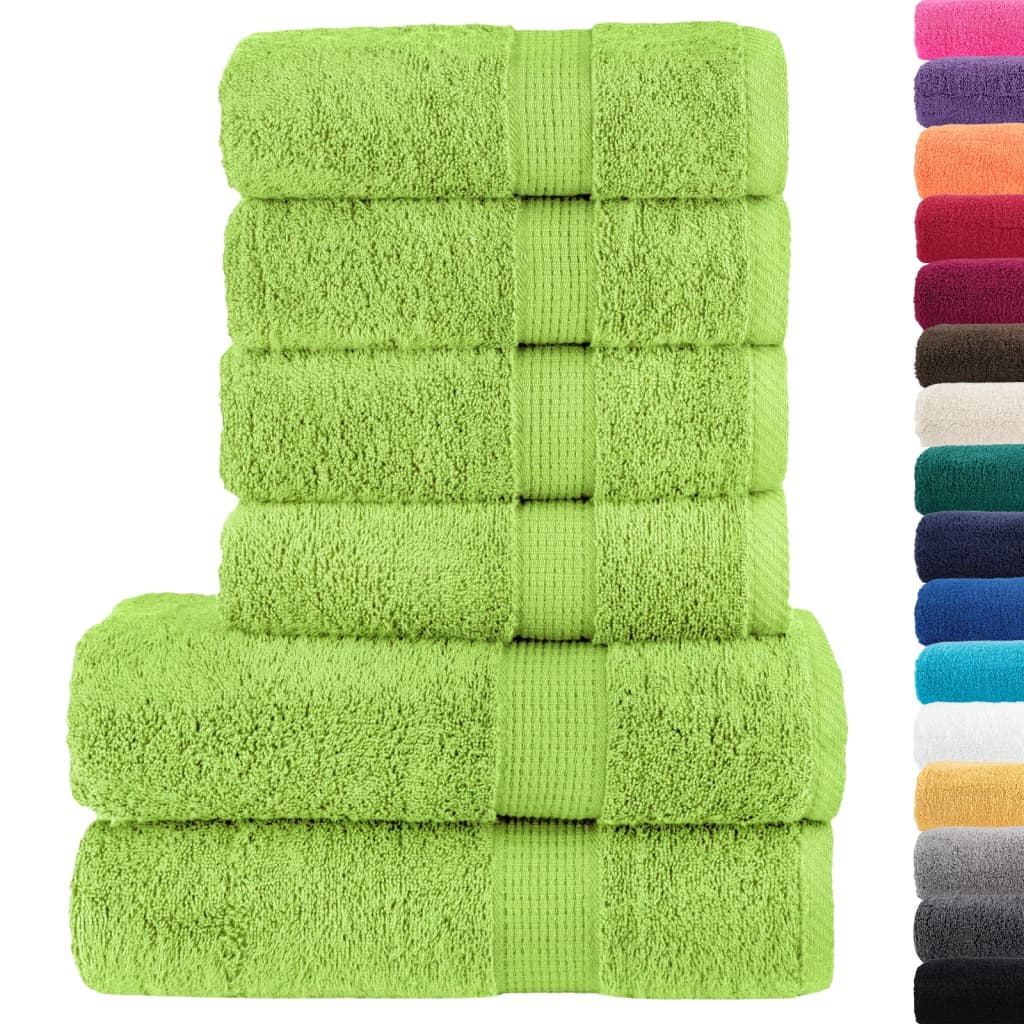 VidaXL 6-teiliges Handtuchset solide 600 g m² apfelgrün