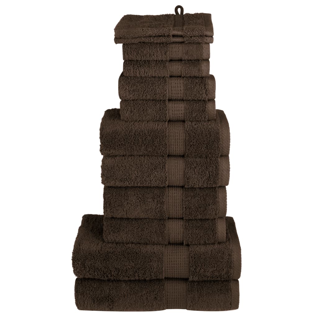 VidaXL 12-teiliges Handtuchset SOLUND 600 g m² braun