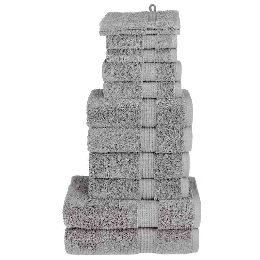 VidaXL 12-teiliges Handtuchset SOLUND 600 g m² grau