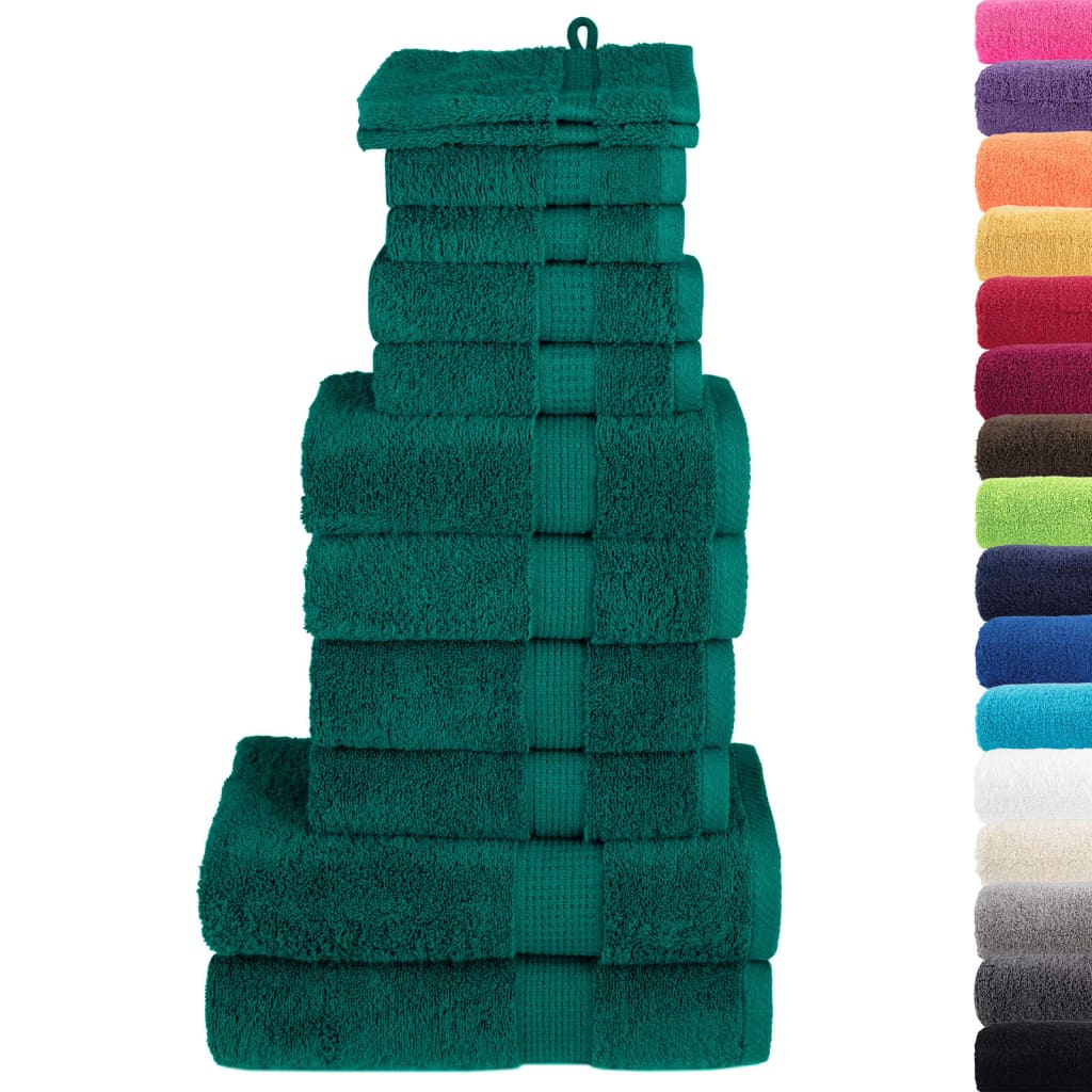 VidaXL 12-teiliges Handtuchset SOLUND 600 g m² grün
