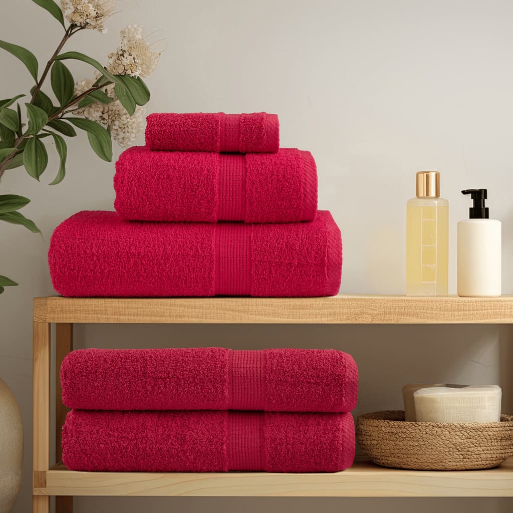 VidaXL 12-teiliges Handtuchset solide 600 g m² rot