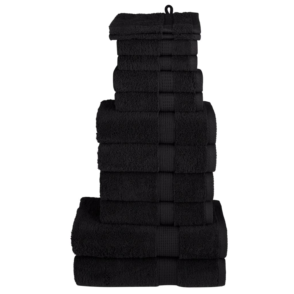 VidaXL 12-teiliges Handtuchset SOLUND 600 g m² schwarz