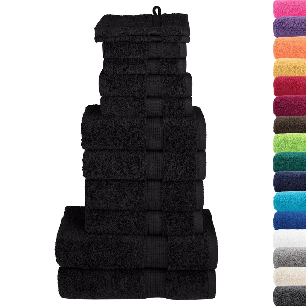 VidaXL 12-teiliges Handtuchset SOLUND 600 g m² schwarz
