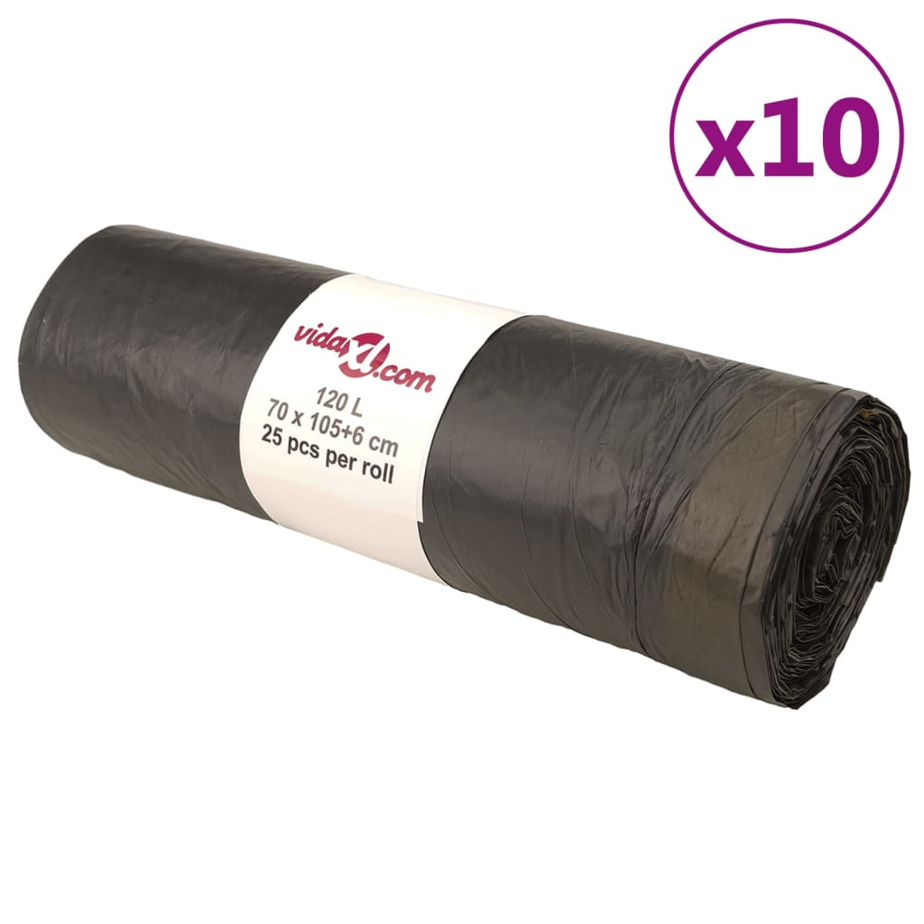 Vidaxx Müllsäcke mit Kordelzug 250 Stück 120 l schwarz