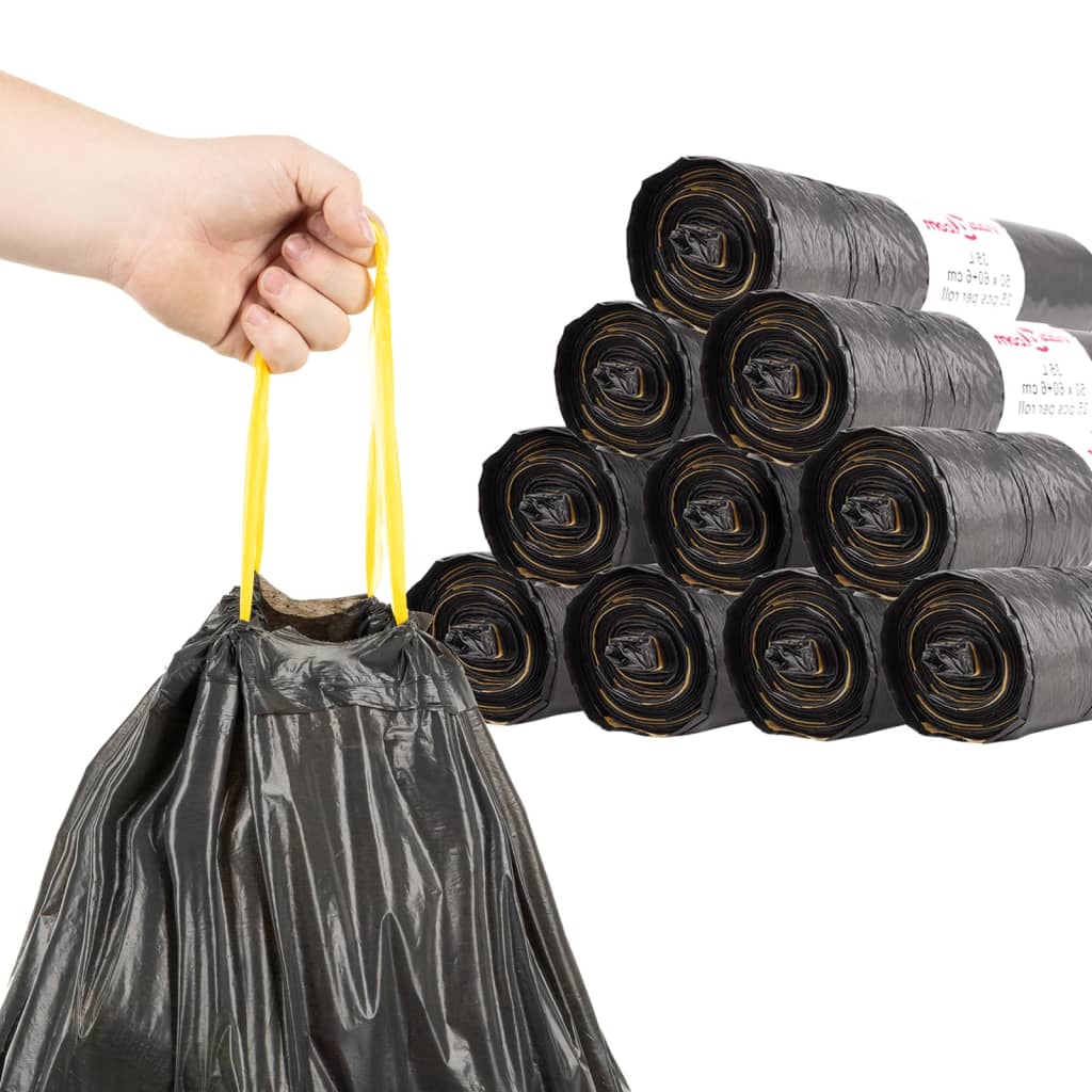 VidaXL Müllsäcke mit Kordelzug 150 Stück 240 l schwarz