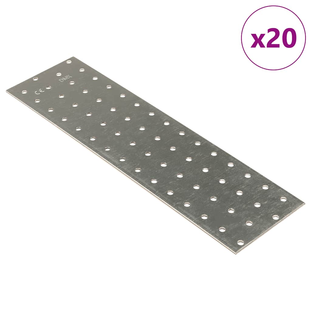 VidaXL-Platten perforiert, 20 Stück, 2 mm, 300 x 80 mm, verzinkter Stahl