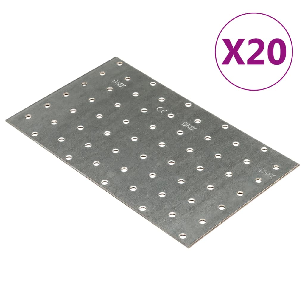 VidaXL-Platten perforiert, 20 Stück, 2 mm, 200 x 120 mm, verzinkter Stahl