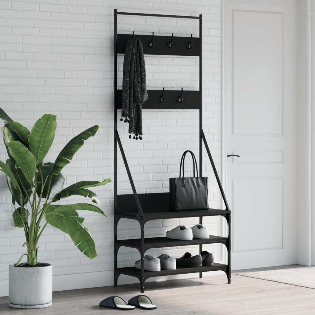 VidaXL Kleiderständer mit Schuhablage 72x34x184 cm schwarz