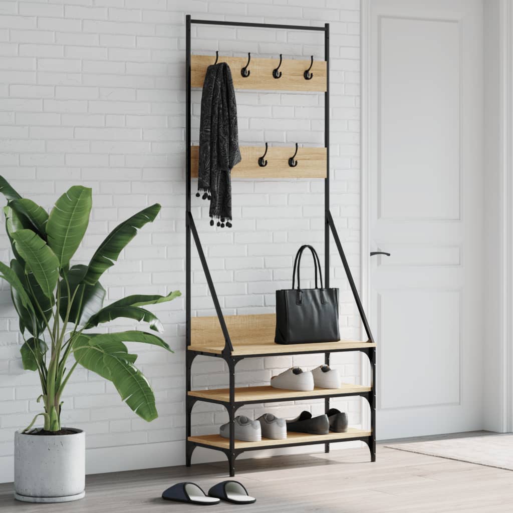 VidaXL Kleiderständer mit Schuhablage 72x34x184 cm Sonoma-Eiche