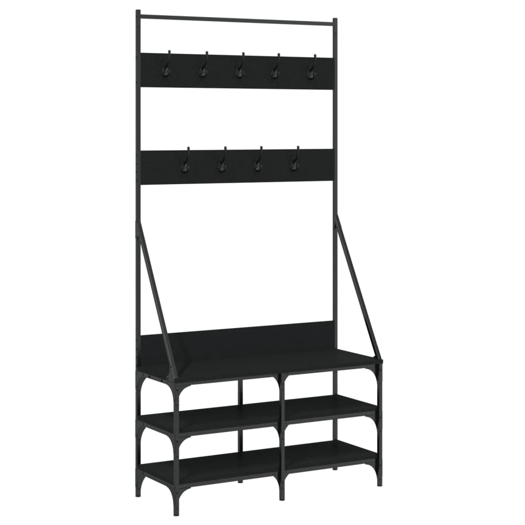 VidaXL Kleiderständer mit Schuhablage 90x34x184 cm schwarz