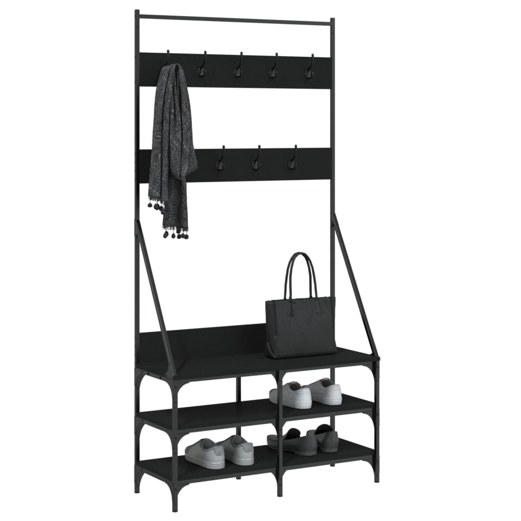 VidaXL Kleiderständer mit Schuhablage 90x34x184 cm schwarz