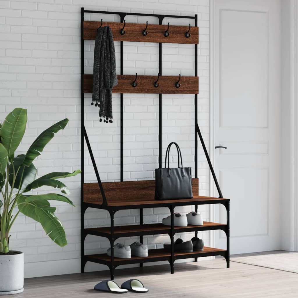 Vidaxx Kleiderständer mit Schuhablage 100x40x184 cm, Farbe Eiche braun