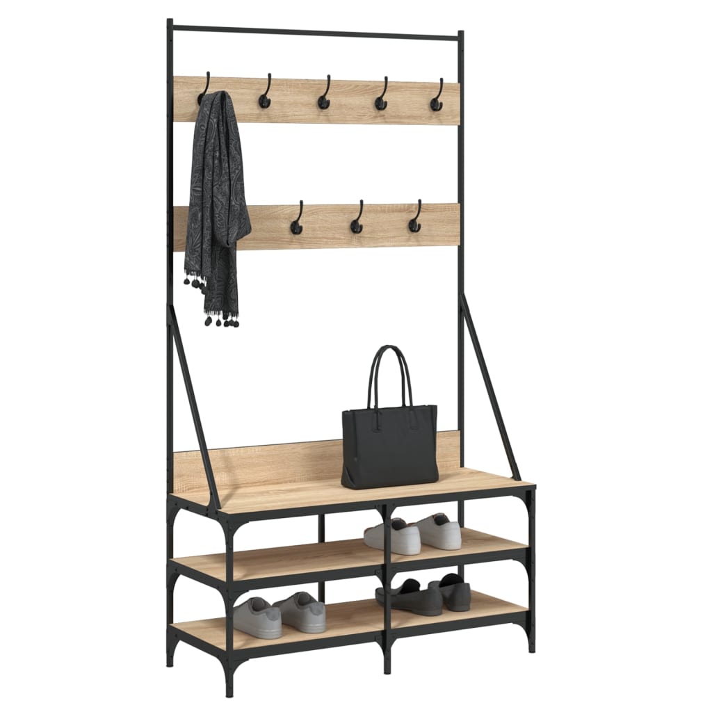 VidaXL Kleiderständer mit Schuhablage 100x40x184 cm Sonoma-Eiche-farbig