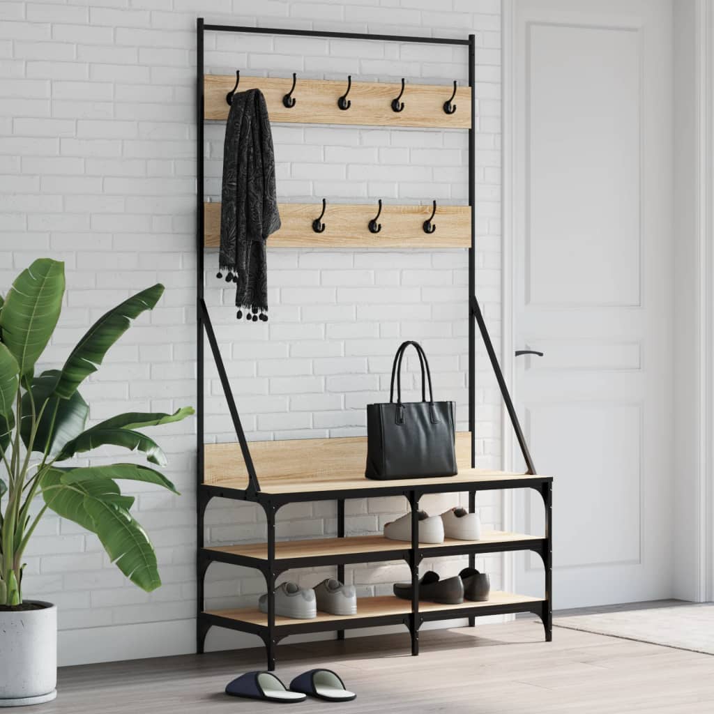 VidaXL Kleiderständer mit Schuhablage 100x40x184 cm Sonoma-Eiche-farbig