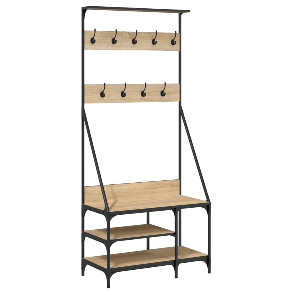 VidaXL Kleiderständer mit Schuhablage 80x40x184 cm Sonoma-Eiche-farbig