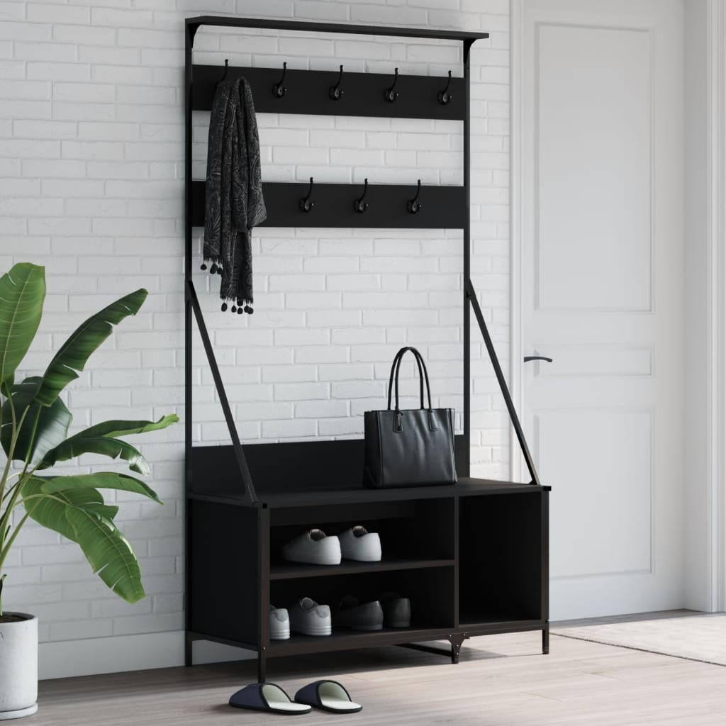 VidaXL Kleiderständer mit Schuhablage 100x41x184 cm schwarz