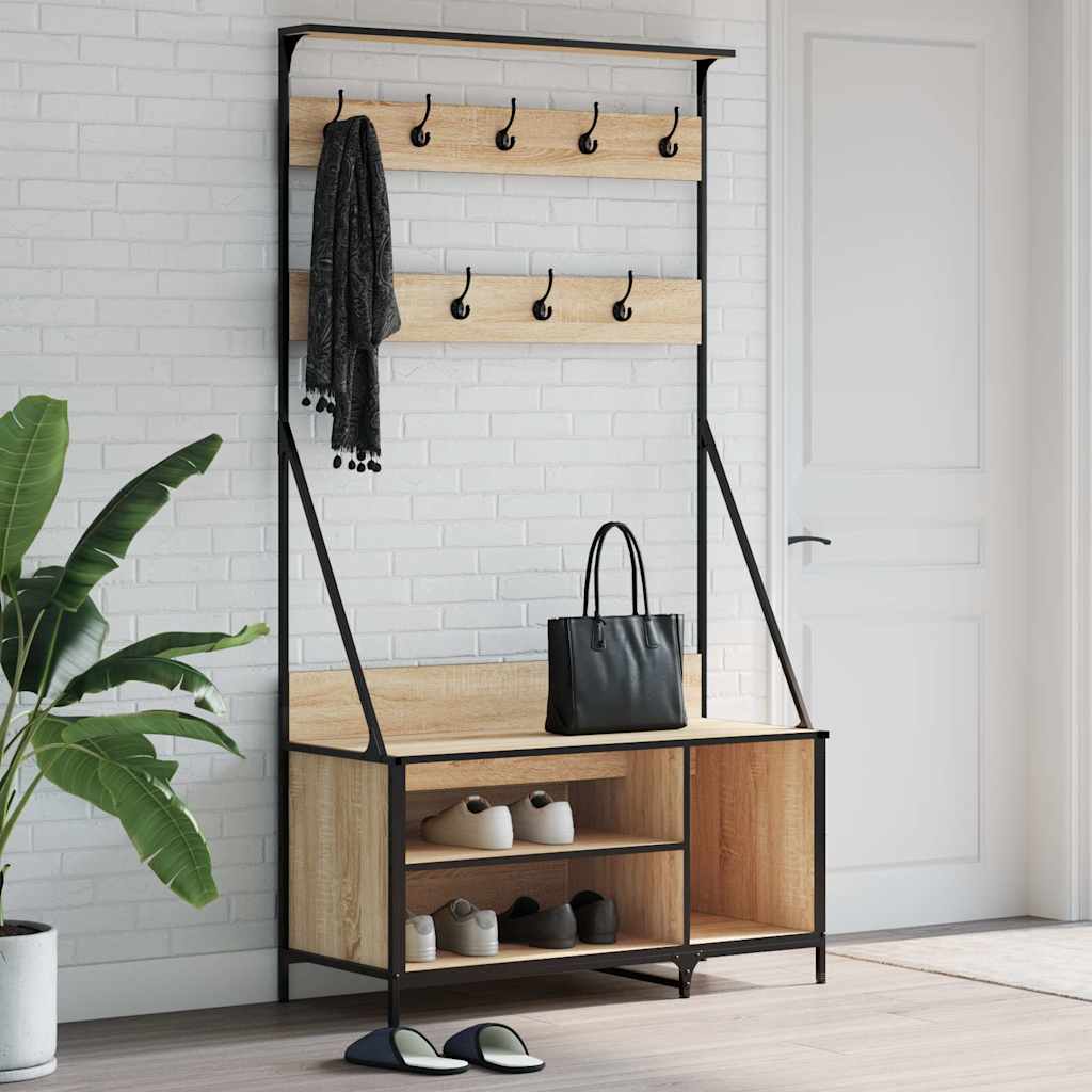 VidaXL Kleiderständer mit Schuhablage 100x41x184 cm Sonoma-Eiche-farbig