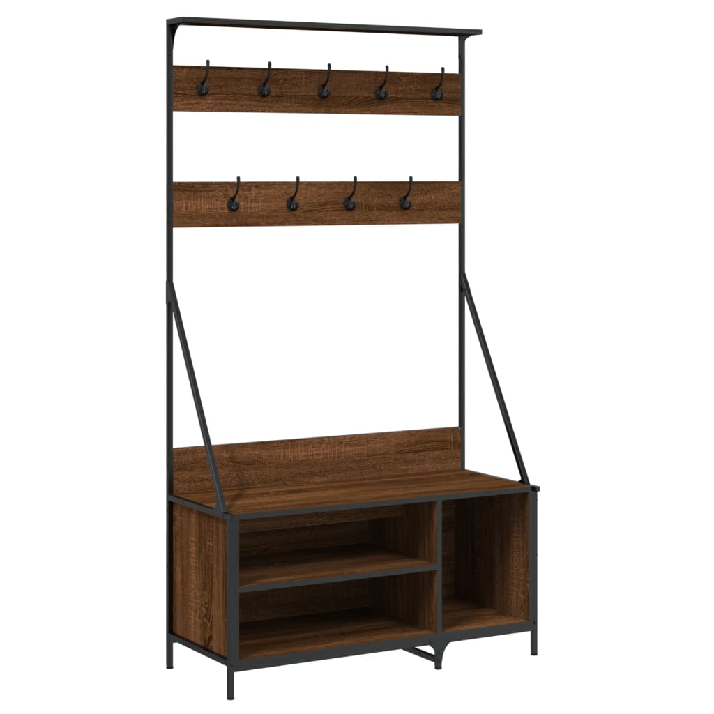 VidaXL Kleiderständer mit Schuhregal 100 x 41 x 184 cm, Farbe Eiche braun