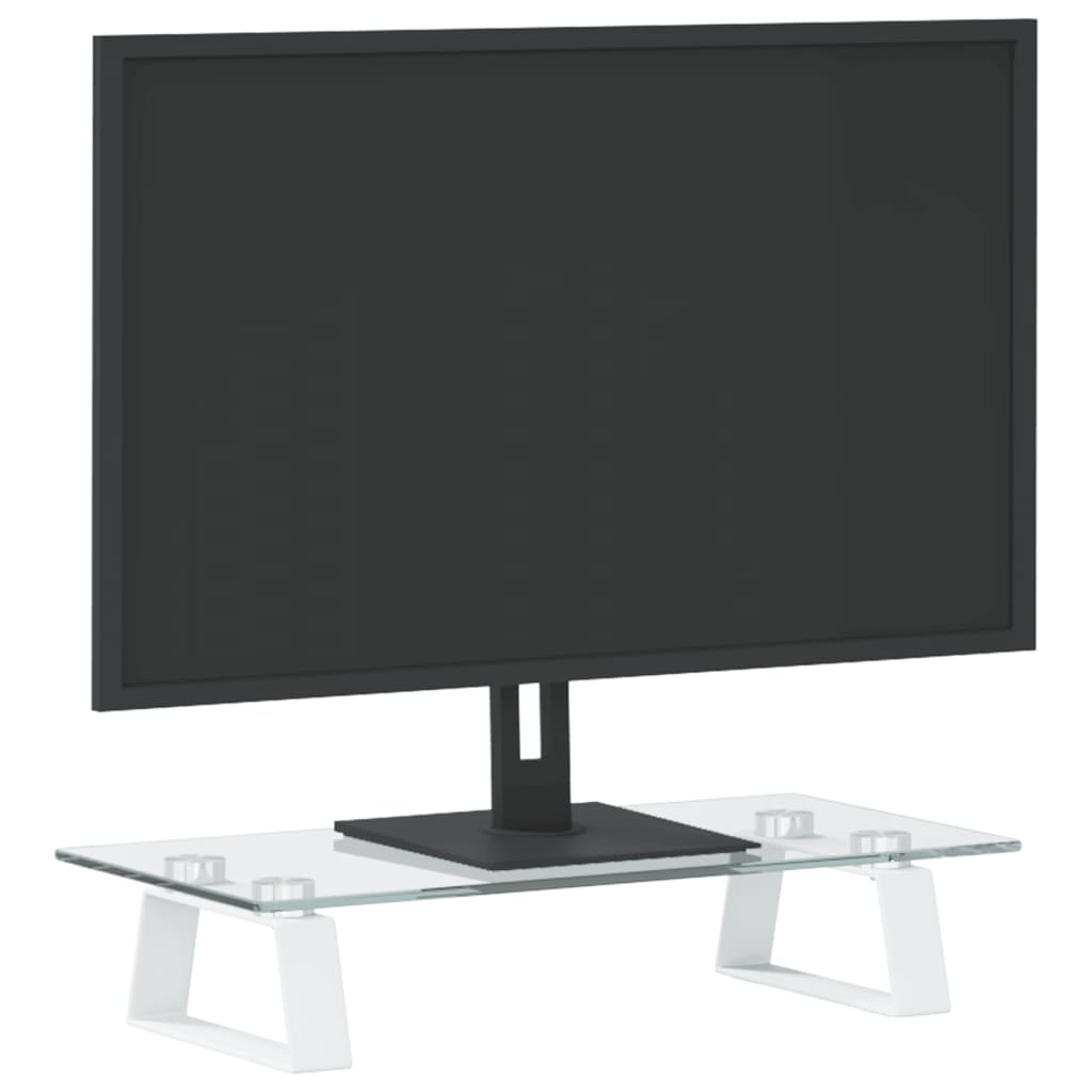 VidaXL Monitorständer 40x20x8 cm gehärtetes Glas und Metall weiß