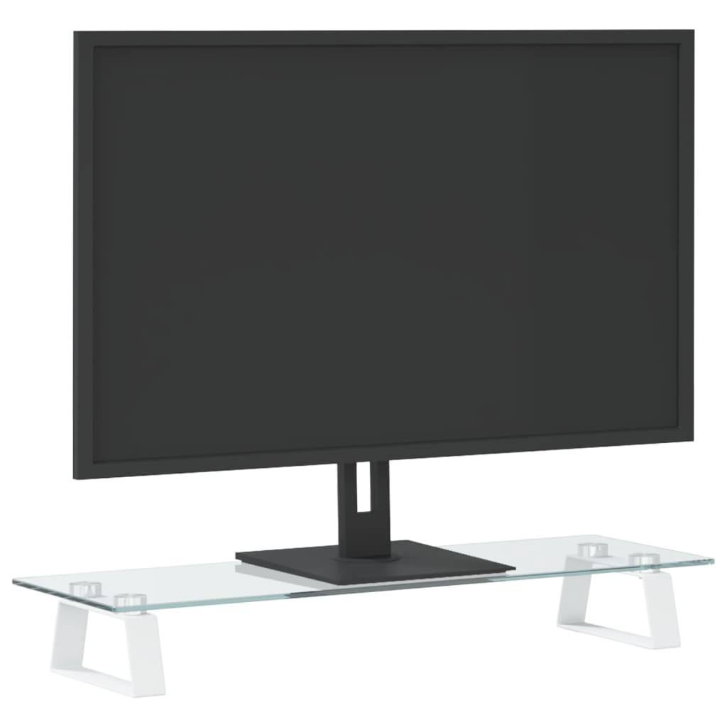 VidaXL Monitorständer 60x20x8 cm gehärtetes Glas und Metall weiß