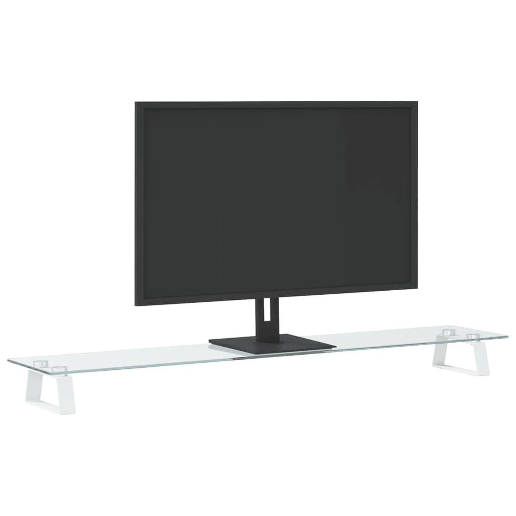 Vidaxx Monitorständer 100x20x8 cm aus gehärtetem Glas und Metall weiß