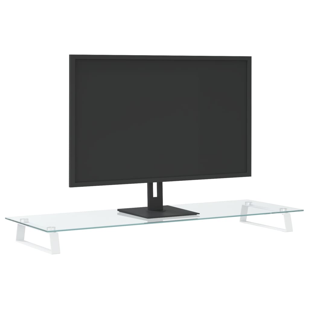 VidaXL Monitorständer 100x35x8 cm gehärtetes Glas und Metall weiß