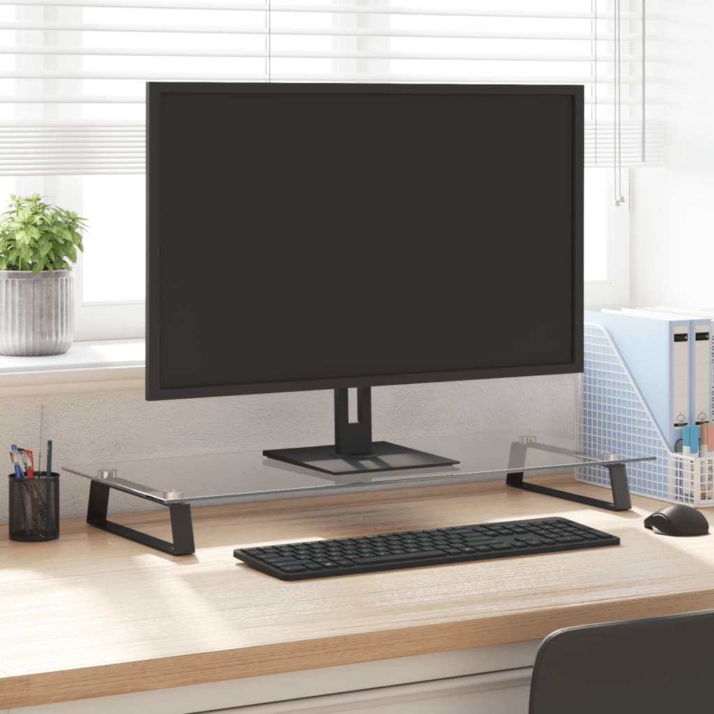 Vidaxxl Monitorständer 80x35x8 cm gehärtetes Glas und Metall schwarz